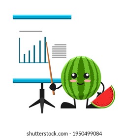 vector illustration of cute watermelon fruit business or character presentation. cute watermelon fruit Concept White Isolated. Flat Cartoon Style Suitable for Landing Page, Banner, Flyer, Sticker.