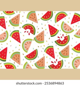 Vector illustration of Cute watermelon slices in the hand-drawn style