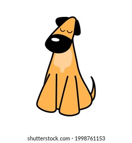 Vector illustration with a cute Welsh Terrier dog in a cartoon style, an isolated element on a white background. Illustrations for pet stores, posters, prints, clothing
