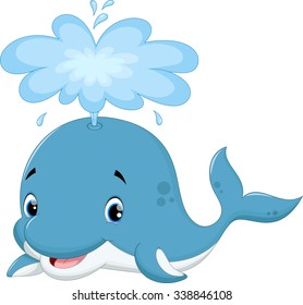 Vector illustration of cute whale cartoon