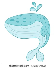 Vector illustration with cute whale. Colorful character isolated on a white background.