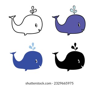 Vector illustration of the cute whales.
