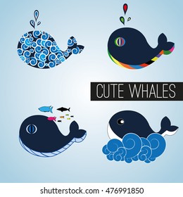 Vector illustration of cute whales