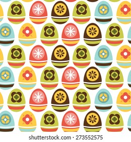 A vector illustration of cute and whimsical retro folk art inspired easter party. 