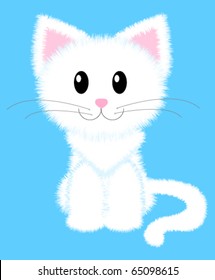 Vector illustration of cute white cat