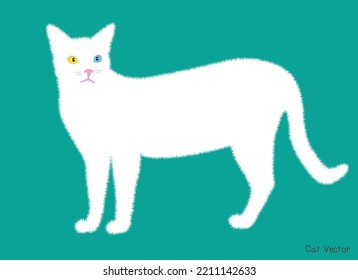 Ilustración vectorial de un lindo blanco feliz con los ojos amarillos y azules.