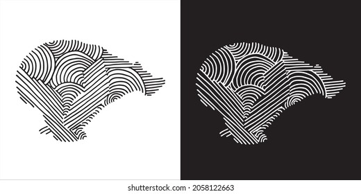 Vector Illustration of Cute Wildlife Animal Bear with Abstract Lines in Isolated Background. Graphic Design for Print, Poster and More.