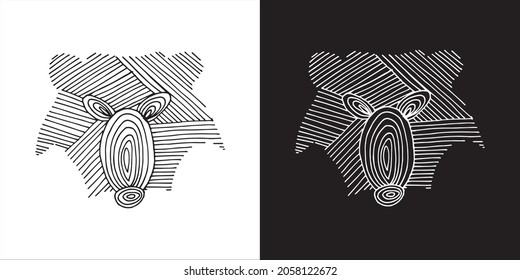 Vector Illustration of Cute Wildlife Animal Bear with Abstract Lines in Isolated Background. Graphic Design for Print, Poster and More.