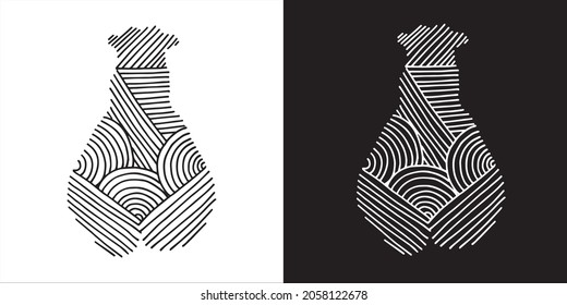 Vector Illustration of Cute Wildlife Animal Bear with Abstract Lines in Isolated Background. Graphic Design for Print, Poster and More.