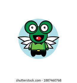 Vector illustration of a cute winged frog design