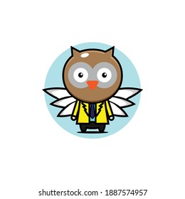 Vector illustration of cute winged owl design