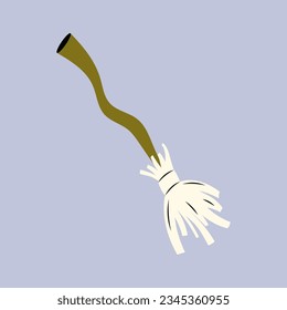 Vector illustration of cute witch broom. Hand drawn magic element. Simple doodle drawing of broomstick for halloween card, poster, invitation design