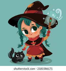 Vector illustration cute witch