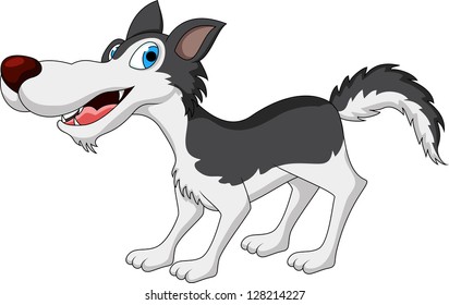 vector illustration of cute wolf cartoon