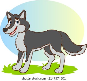 Vector Illustration Of A Cute Wolf Cartoon Style