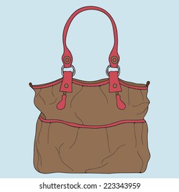Vector illustration with cute woman bag
