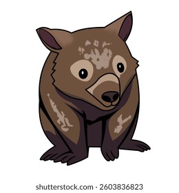 Vector Illustration of a Cute Wombat Character with Distinctive Features