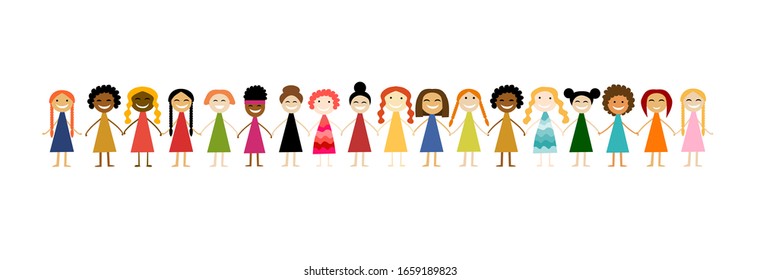 Vector illustration with cute women for your design card, poster, flyer and other. Female characters. Sketch