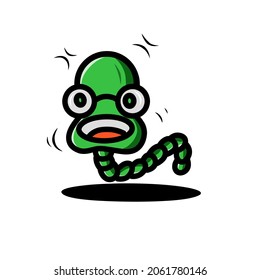 ilustración vectorial de la mascota de gusano lindo para el diseño de camisetas para niños, mascota para tienda de piensos u otros diseños