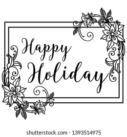 Vector illustration cute wreath frame for greeting card happy holiday hand drawn