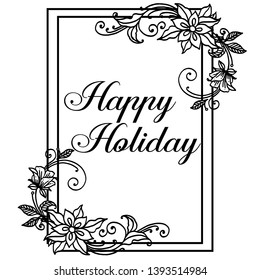 Vector illustration cute wreath frame for greeting card happy holiday hand drawn