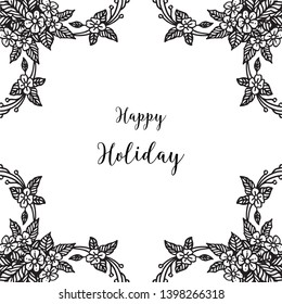 Vector illustration cute wreath frame for greeting card happy holiday