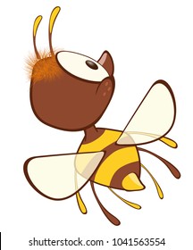 Vector Illustration of a Cute Yellow Bee. Cartoon Character 