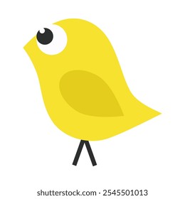 vector illustration of cute yellow bird isolated on white, flat design