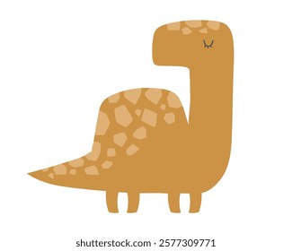 Vector illustration of cute yellow dinosaur on white background. Stegosaurus. Cute dinosaur character for kids. Poster, postcard, print. Jurassic.