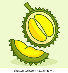 Ilustración vectorial de una linda fruta de durión amarillo