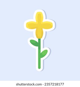 Ilustración vectorial de una bonita flor amarilla. Sencillas flores coloridas y lindas para los niños.