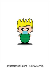 Vector illustration of cute yellow haired nurse mascot. Great for health design assets