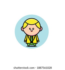 Vector illustration of cute yellow haired man wearing glasses