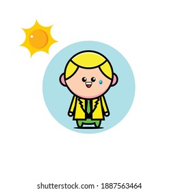Vector illustration of cute yellow haired man in sweats