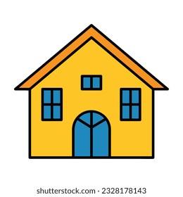 Ilustración vectorial de una bonita casa amarilla