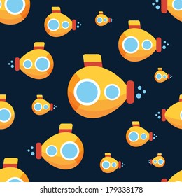  Vector illustration of cute yellow submarine