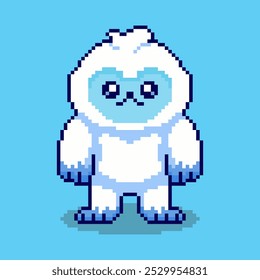 Vector Illustration of Cute Yeti with Pixel Art Design, perfect for game assets themed designs