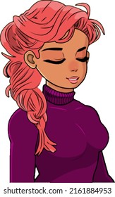 Vector illustration of cute young girl meditating on the white background.