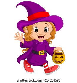 vector illustration of Cute young witch