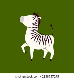 Vector illustration of a cute zebra. Animal isolated on white background