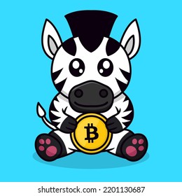 Vector illustration of cute zebra and chibi animal