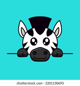 Vector illustration of cute zebra and chibi animal