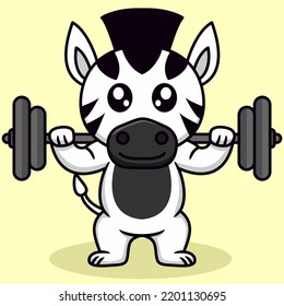 Vector illustration of cute zebra and chibi animal