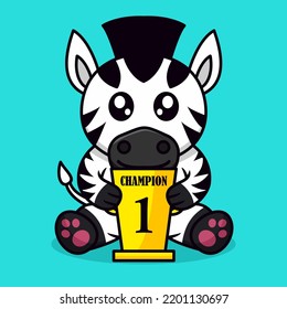 Vector illustration of cute zebra and chibi animal