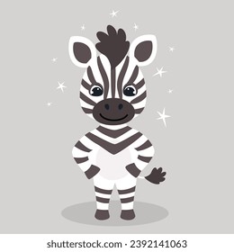 Ilustración vectorial de cebra linda. Carácter infantil. Ilustración vectorial.