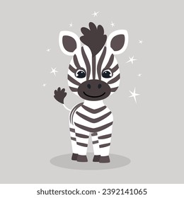 Vector illustration of cute zebra. Children's character. Vector illustration.