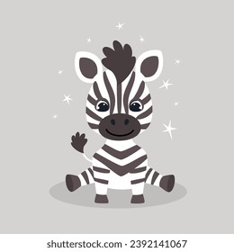 Ilustración vectorial de cebra linda. Carácter infantil. Ilustración vectorial.