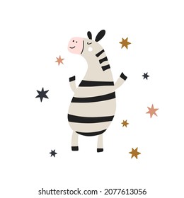 Vector illustration. Cute zebra for design
