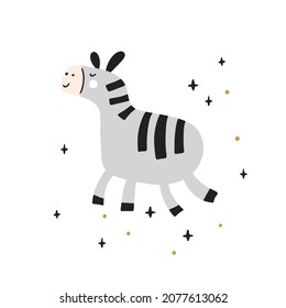 Vector illustration. Cute zebra for design