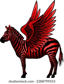 Vektorgrafik von Cute Zebra mit Flügeln. Einzeln auf weißem Hintergrund